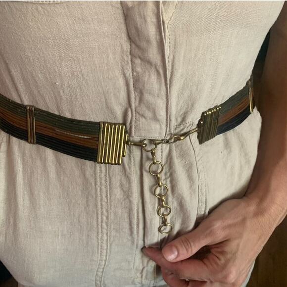 70’s Metal Leather handmade Art Deco Adjustable Statement Belt. - Picture 12 of 13